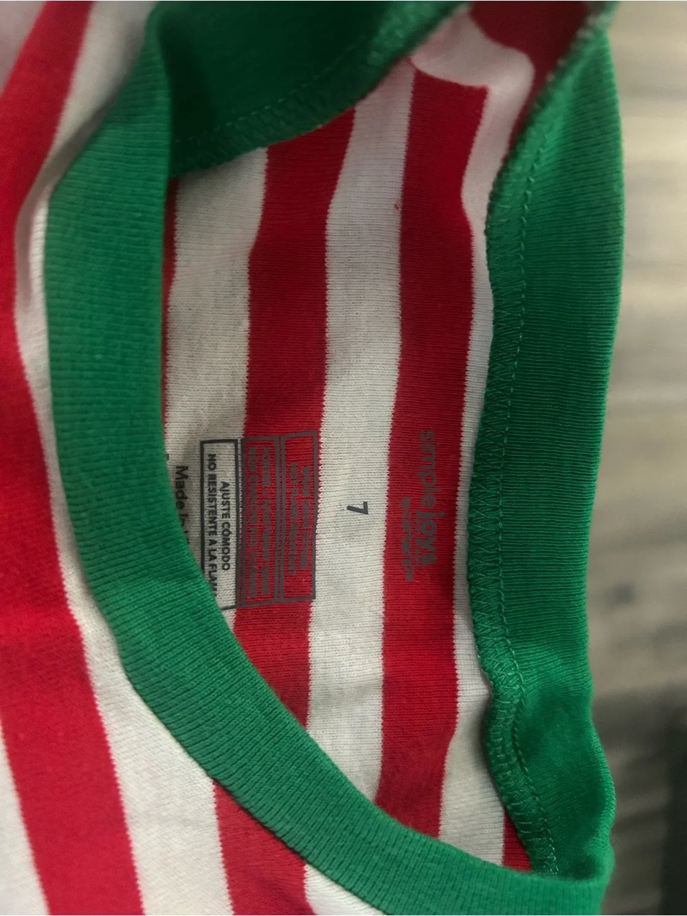 Kids' Santa's Helper Red & White Stripe Pajama Set with Green Print